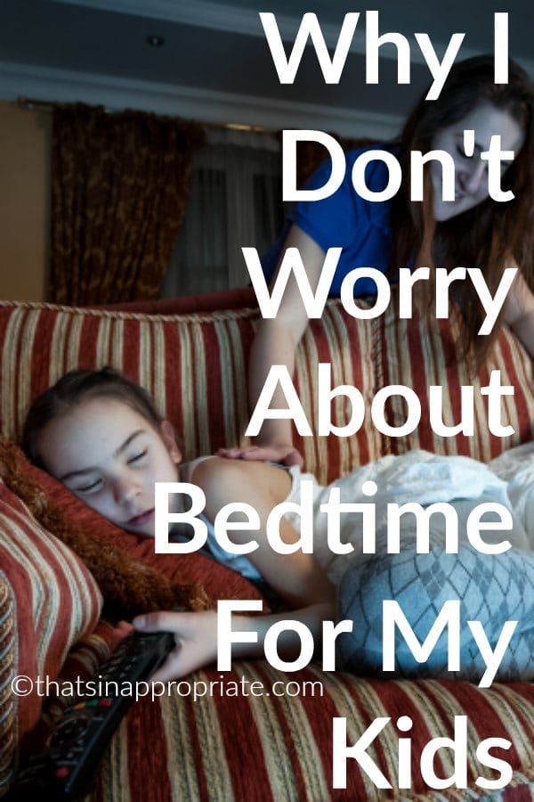 It's hard to know whether or not to sleep train or get your kids on a consistent sleep schedule. This mom shares why she doesn't worry about either of those things with her kids and how it works for her family. #family #momlife #parenting #sleeptraining #sleep #sleepschedule #bedtimeschedule