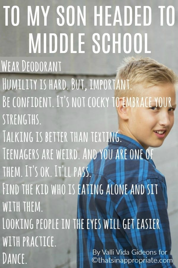 To my son headed to middle school. This heartfelt post to a mother's teenager will be one that you can relate to if you have a kid going through the awkward phase of junior high or middle school. #middleschool #juniorhigh #preteen #teenagers #teen #momlife #parenting 