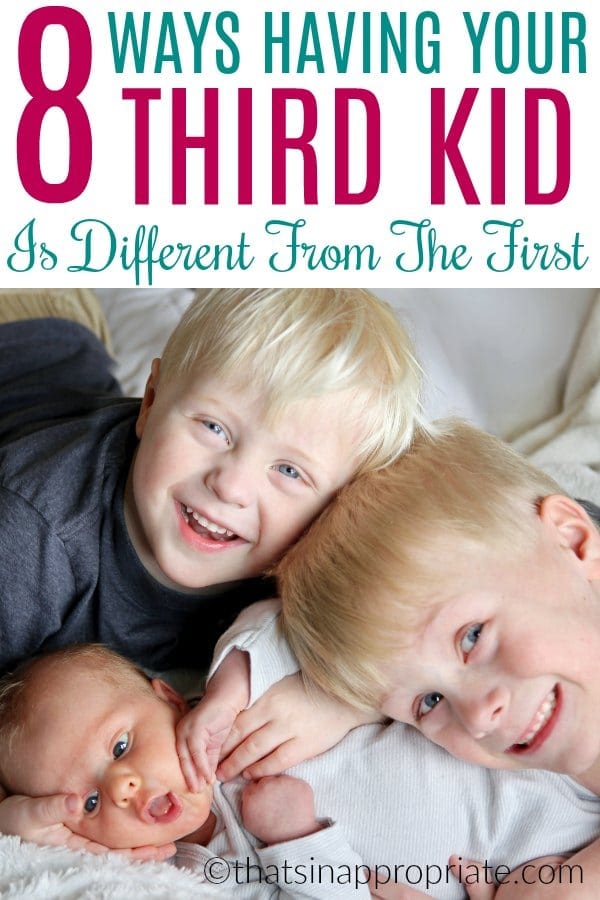 When you grow your family from one kid to two and then three, a lot changes. You change your parenting style a lot with each kid, and there really are some unique ways your parenting is different once you have three kids. #parenting #motherhood #momlife #threekids #funny #humor #parentinguncensored