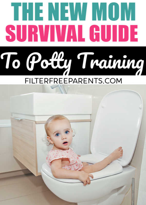 If you're looking for a real mom survival guide to potty training, then you'll want these tips from a mom that's been through potty training hell and back. The only way to survive is with a little potty training humor, tips, and real mom advice on accidents. #pottytraining #filterfreeparents #survival