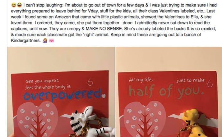 Mom Accidentally Orders "Creepy" Animal Valentines On Amazon For Kindergarten Class And We Can't Stop Laughing