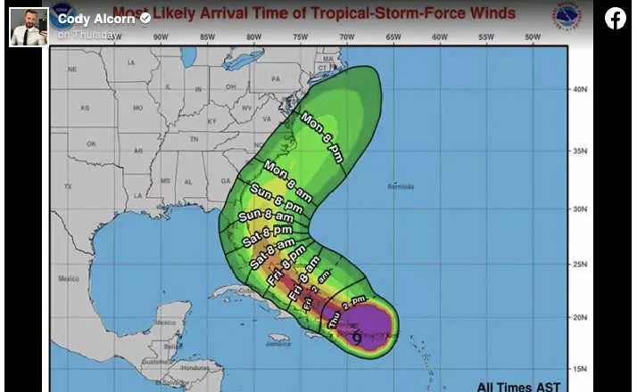 Storm Isaias Tracker Looks Like A Giant Peen & The Funny FB Comments Are Coming In Hot