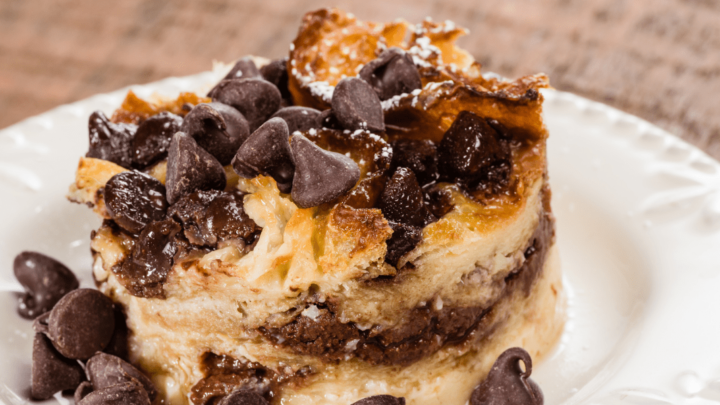 Crock Pot Dark Melted Chocolate Fudge Caramel Bread Pudding