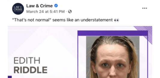 Mug shot of Edith Riddle from Law and Crime's Facebook page.