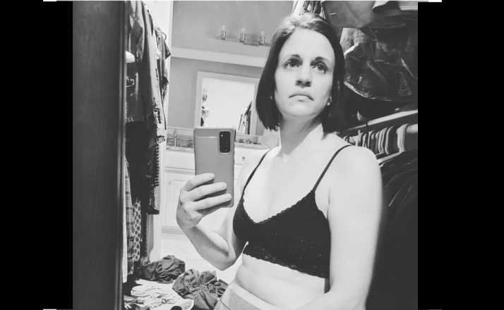 woman sitting in change room