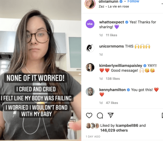screen shot of olivia munn instagram post on low milk supply