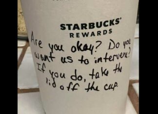 Starbucks cup with message on it