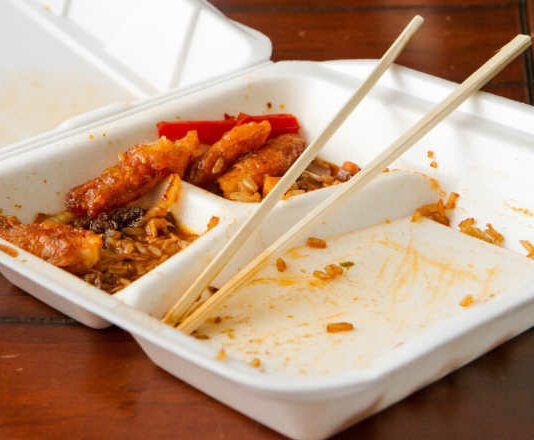 Food in an almost empty container