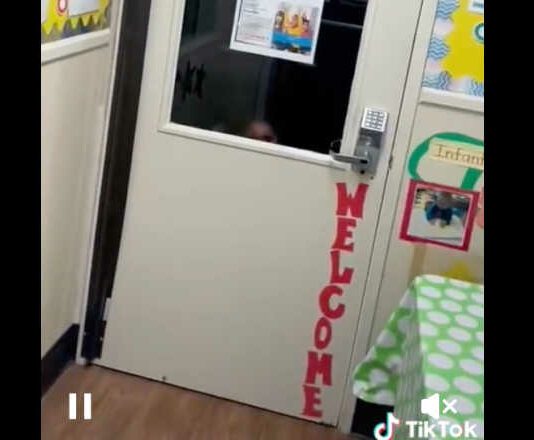 daycare alone toddler peeking through window