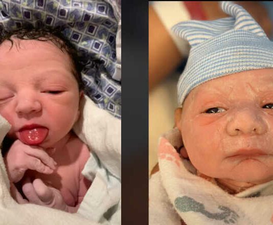 two weird newborn baby photos