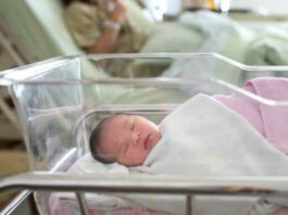 stock photo of newborn baby in hospital
