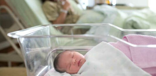 stock photo of newborn baby in hospital