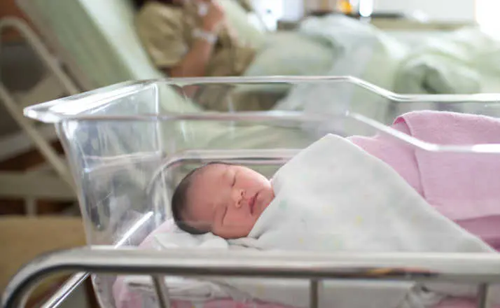 stock photo of newborn baby in hospital