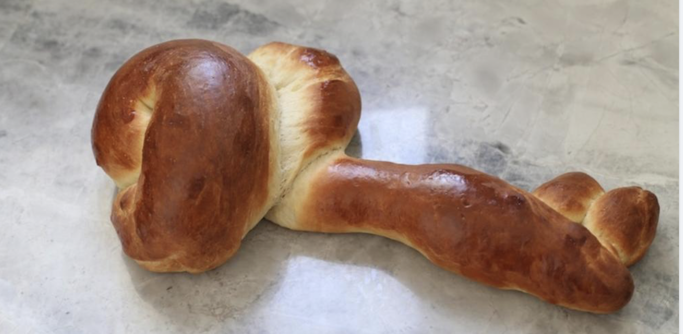 Screenshot of key shaped challah from FB post