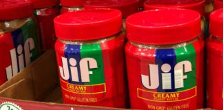 jif peanut butter jars sitting on shelf