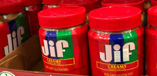 jif peanut butter jars sitting on shelf