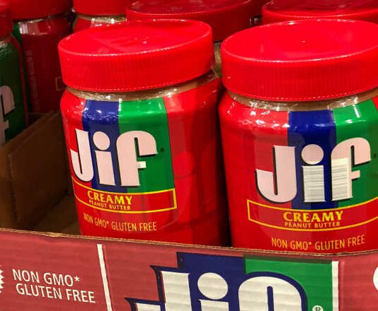 jif peanut butter jars sitting on shelf