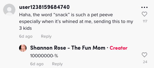 Screenshot of a TikTok comment