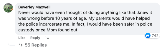 Screenshot of a Facebook comment.