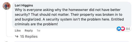 Screenshot of a Facebook comment.