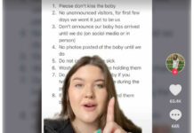 screenshot of TikTok baby rules