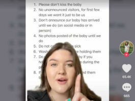 screenshot of TikTok baby rules