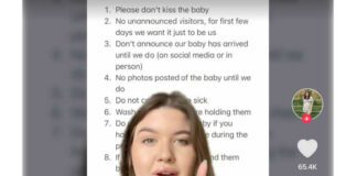screenshot of TikTok baby rules