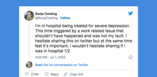 Screenshot of a Tweet by Sonja Cowling