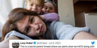 Middle-aged tired single mother suffers from her children, mom feels exhausted by noisy kids.