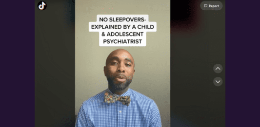 Screenshot of a TikTok video showing Dr. Mitnaul talking to the camera