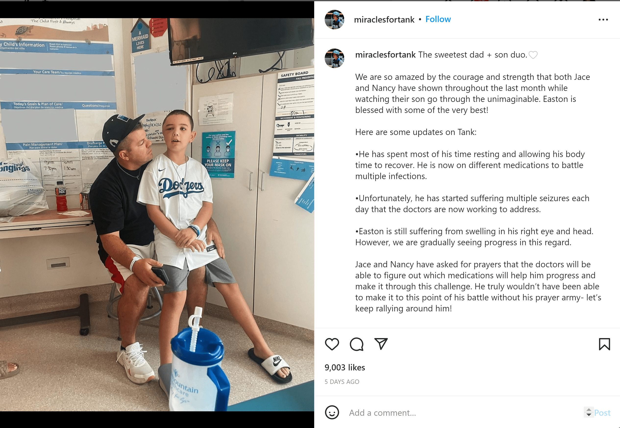 Easton Oliverson suffered skull fracture